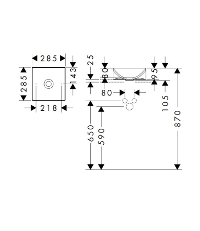 Izlietne AXOR SUITE White/Brushed Black Chrome