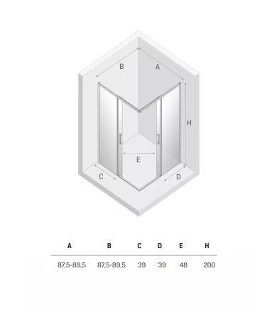 Dušas kabīne NEW TRENDY PRIME 90x90x200