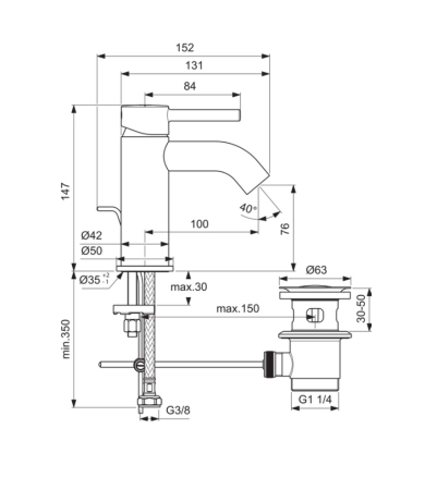 Jaucējkrāns IDEAL STANDARD CERALINE