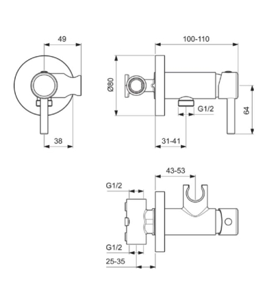 Jaucējkrāns IDEAL STANDARD IDEALSPRAY Bidē Hroms