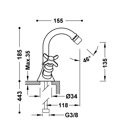Jaucējkrāns TRES CLASIC Aged Brass
