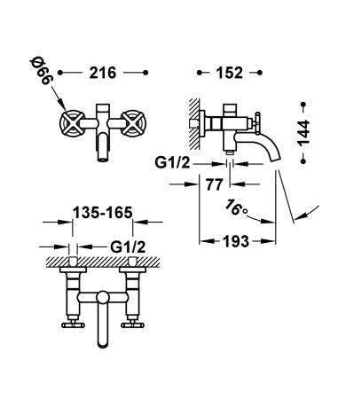 Jaucējkrāns TRES MONTBLANC Matt Gold 24K
