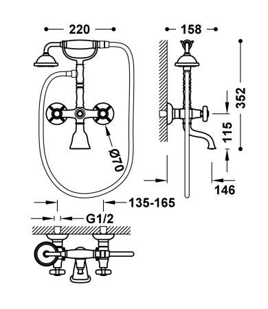 Jaucējkrāns TRES CLASIC Matt Aged Brass