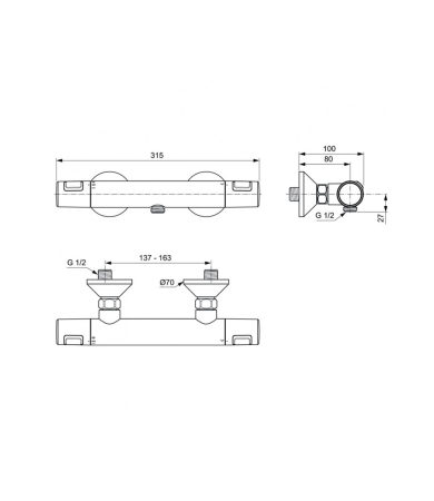 Jaucējkrāns IDEAL STANDARD CERATHERM T25 Silk Black