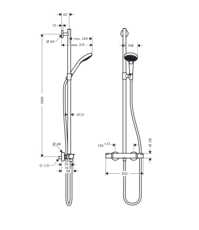 Dušas komplekts HANSGROHE CROMA SELECT S MULTI
