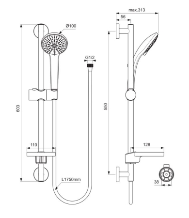 Dušas komplekts IDEAL STANDARD IDEALRAIN