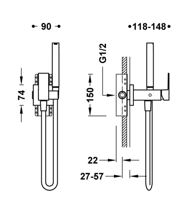 Higiēniska duša TRES CUADRO