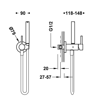 Higiēniska duša TRES STUDY Matt Gold 24k