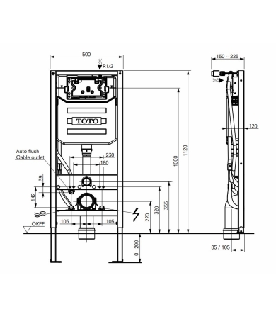 Skalošanas mehānisms TOTO FRAME SYSTEM WASHLET automatic flush Touchless