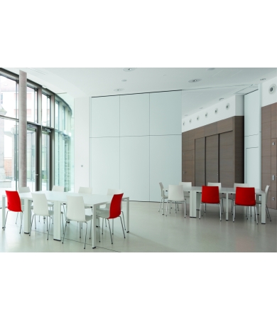 Bīdāmā starpsiena DORMA HUPPE VARIFLEX ML MANUAL 3358x8600mm 7sekc.1223/1110mm ar durvi Super White 131/7