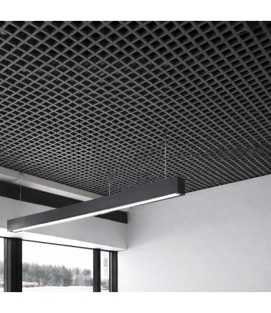 Režģveida griesti CBI OPEN CELL H=38mm B=15mm RAL 7024 Graphite Grey 200x200mm Alumīnijs 5mm