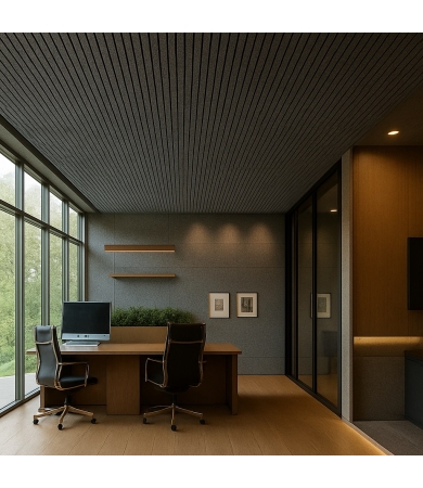 Piekaramie griesti HUNTER DOUGLAS HEARTFELT MULTIPANEL 30HL60mm Middle Grey 6x4000mm 20m/m2