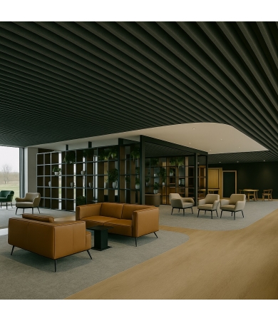 Piekaramie griesti HUNTER DOUGLAS HEARTFELT MULTIPANEL Dark Grey 180HL35 2x4000mm 5m/m2