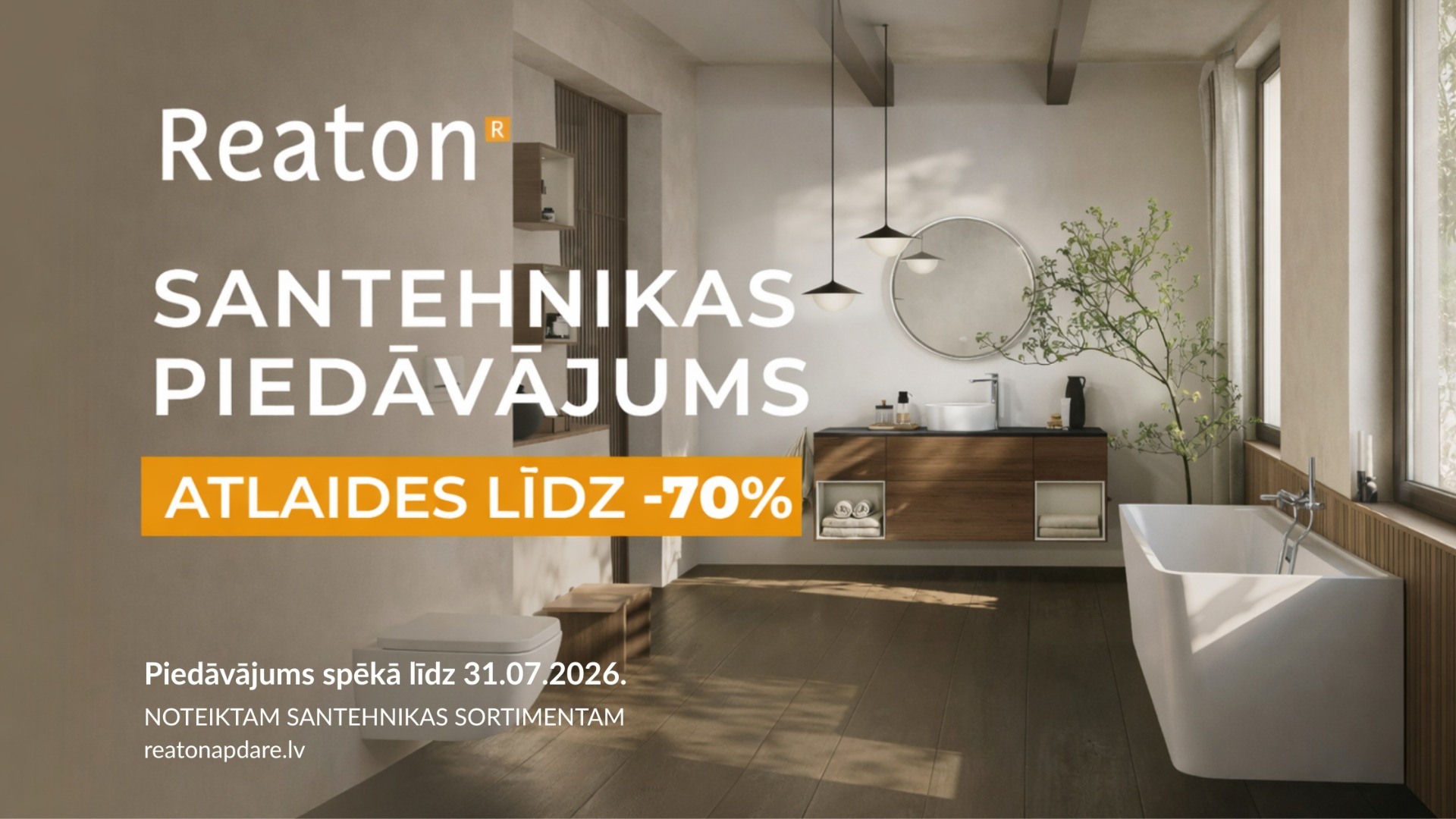 Santehnikas piedāvājums Reaton: atlaides līdz –70%